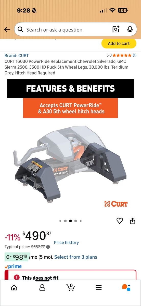 Curt PowerRide fifth wheel legs