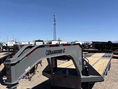 8.5x32 Diamond C FMAX-HDT 216 Gooseneck Hydraulic Dovetail Equipment Trailer - 40K GVWR - Hydraulic Jack(s)