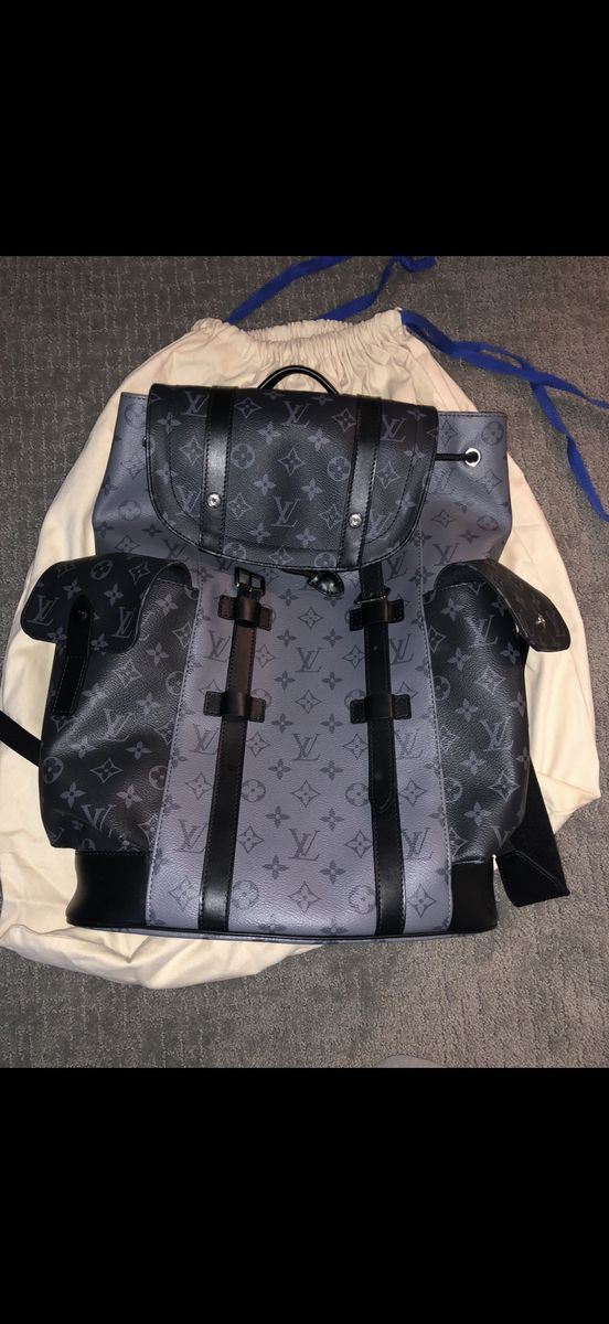 Louis Vuitton Christopher MM Monogram Eclipse Reverse Backpack - Gray/Black - Excellent Condition