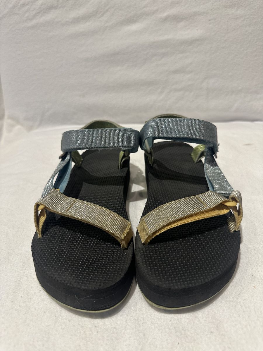 Teva Youth Size 4 Blue/Yellow/Green Sparkly Sandal