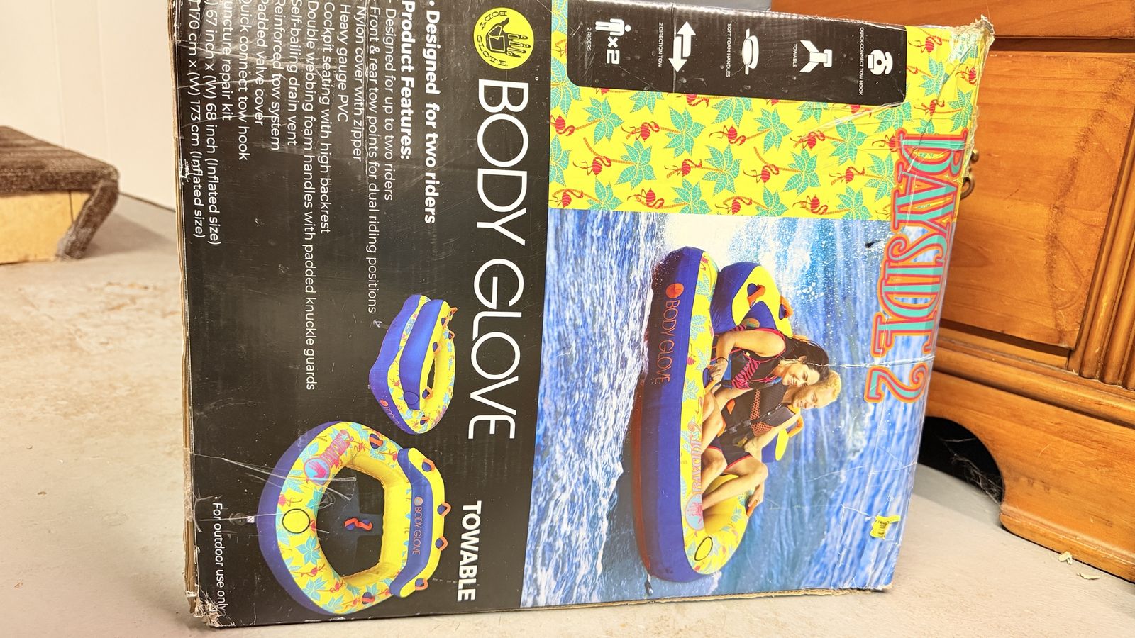 Body Glove Bayside 2 Person Towable Tube - Water Sports Fun, Padded Handles, Quick Connect