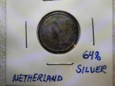 1916 Netherlands 25 Cents - 64% Silver