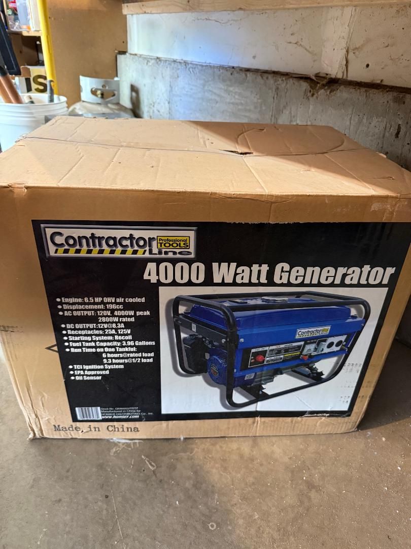 Brand New Never Opened Contractor Pro 4000 Watt Generator