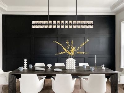 New in box Modern K9 Crystal Island Chandelier Light Fixture - 60x G4 LED Bulbs, Black Metal Body