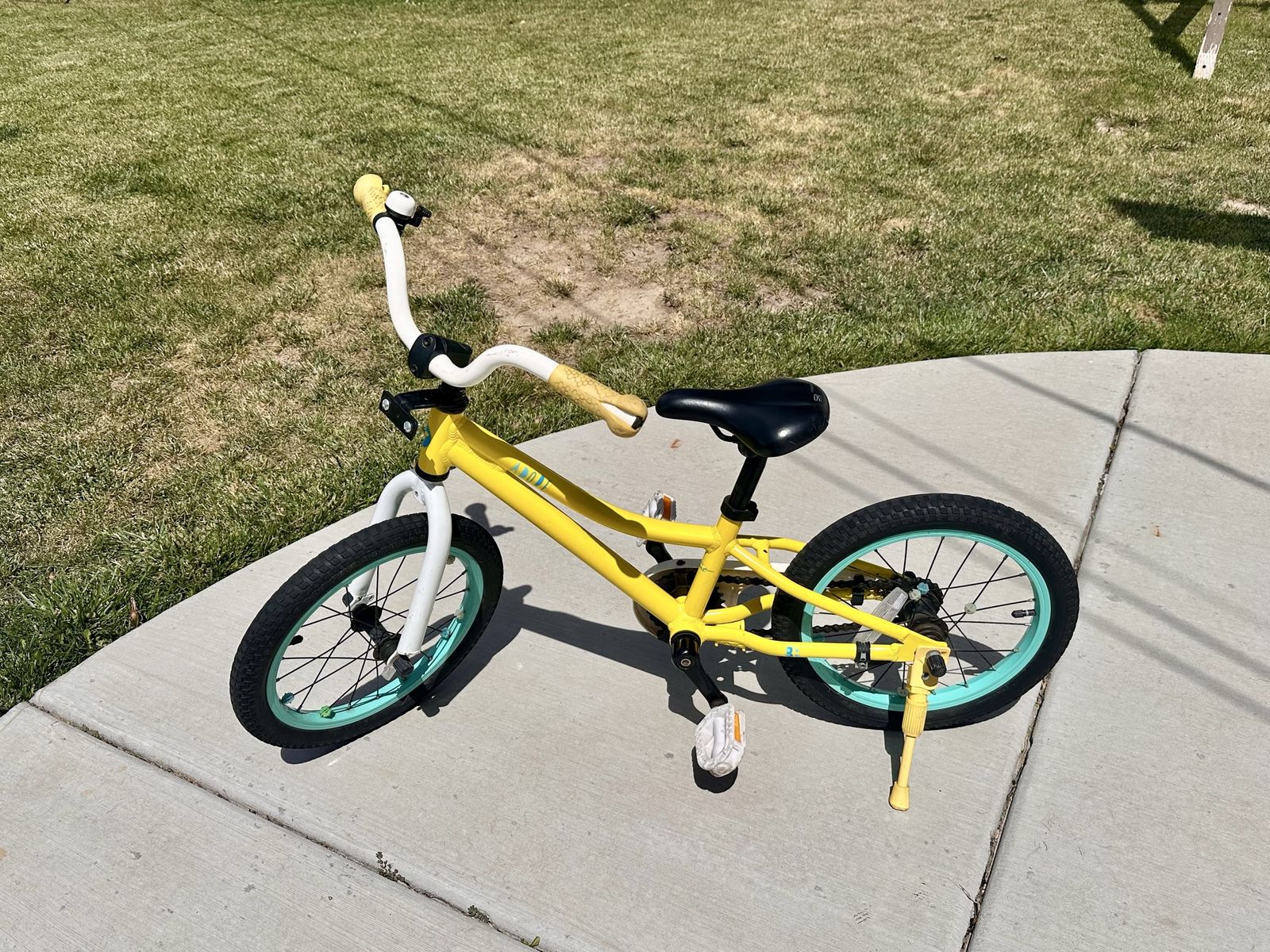 16 inch Adore Yellow Kids' Bike with Teal Rims - Good Condition