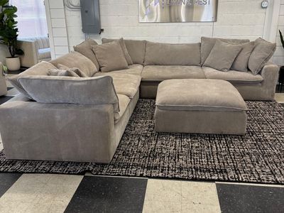 COSTCO SEREEN 6-PIECE FABRIC MODULAR SECTIONAL, CLOUD COUCH, BROWN!!