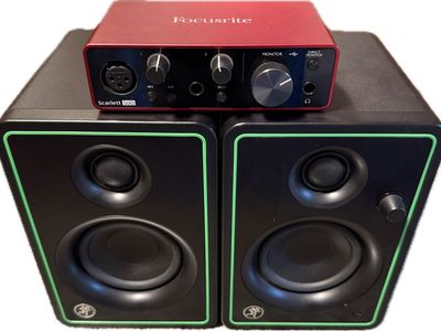 Mackie CR3-X Studio Monitors + Focusrite Scarlett Solo Audio Interface Asking price: $130 OBO