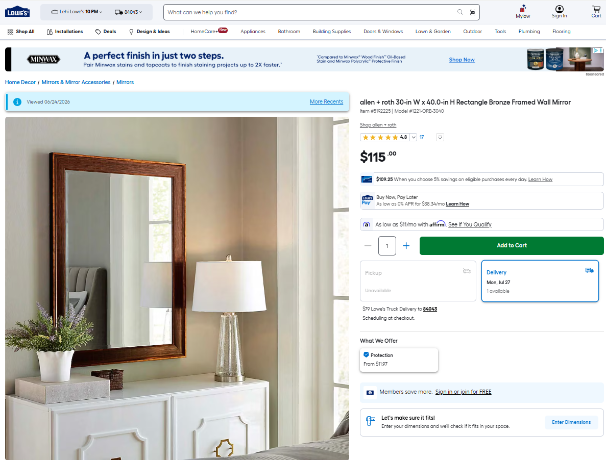 Allen & Roth mirror