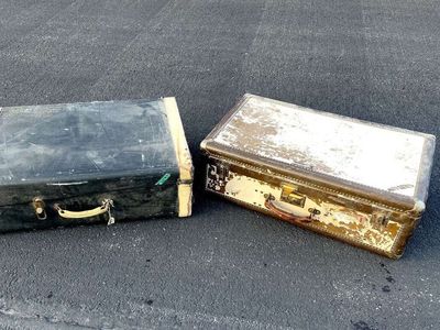 Antique suitcases. Great patina, leather, vintage, leather handles