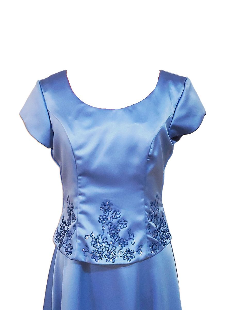 “Jody of California” Women’s Blue Satin Formal Gown – Size 7/8 – LIKE NEW