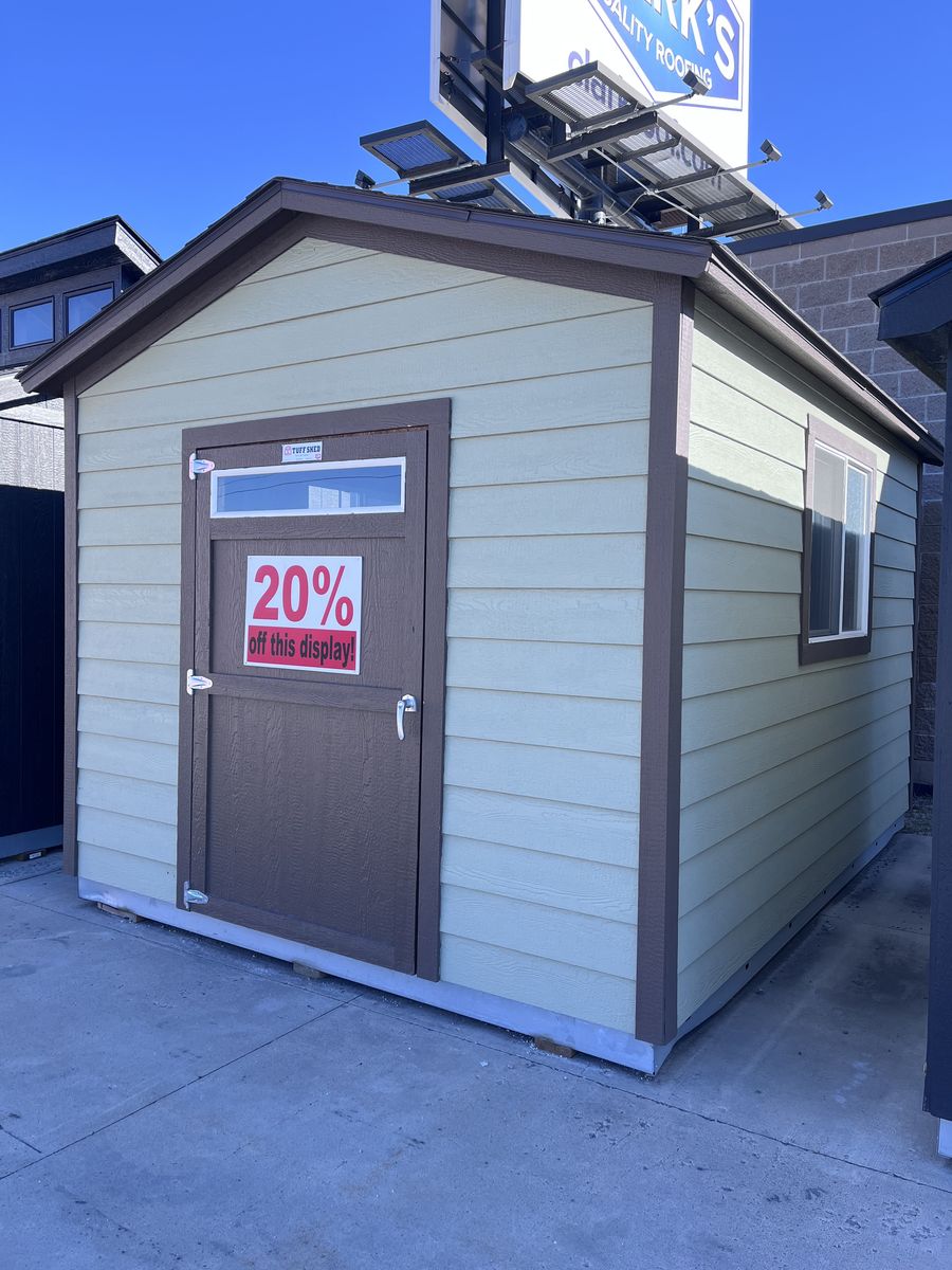 10x14 Tuff Shed Display Storage Building - Sage Green and Brown