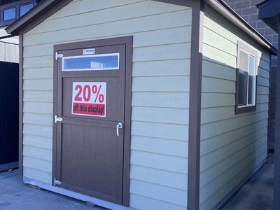 10x14 Tuff Shed Display Storage Building - Sage Green and Brown