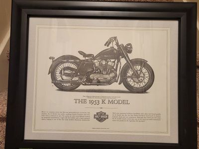 Framed Harley-Davidson 1953 K Model Print - Cornerstone Collection Wall Art
