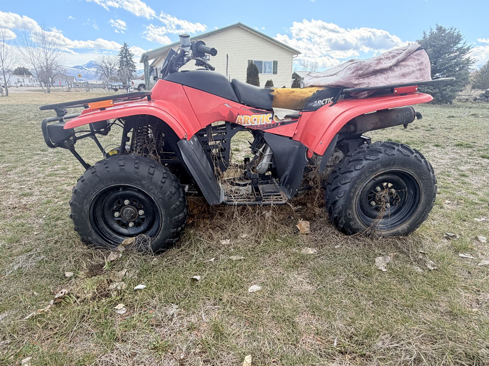 2001 Arctic Cat 250 ATV runs great it just needs a new carb and a battery