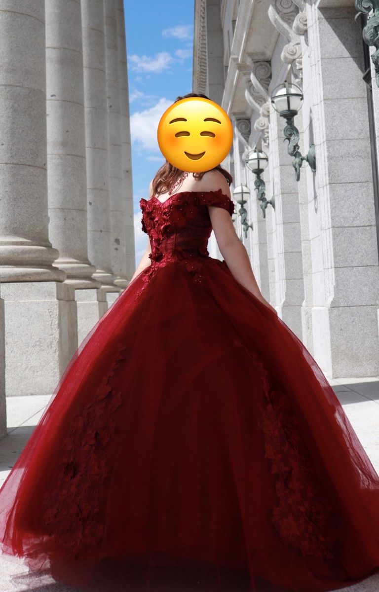 Burgundy Quinces Dress with Petticoat