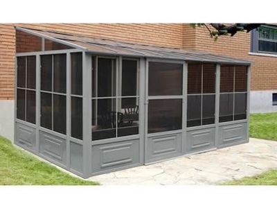 Gazebo Penguin 10.16-ft x 15.83-ft Florence Add-A-Room Slate Solarium with Hardtop Roof