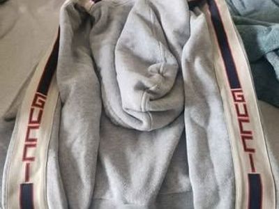 Gucci Grey Hoodie with Side Stripe Logo Detail - Men's/Unisex, Size Medium