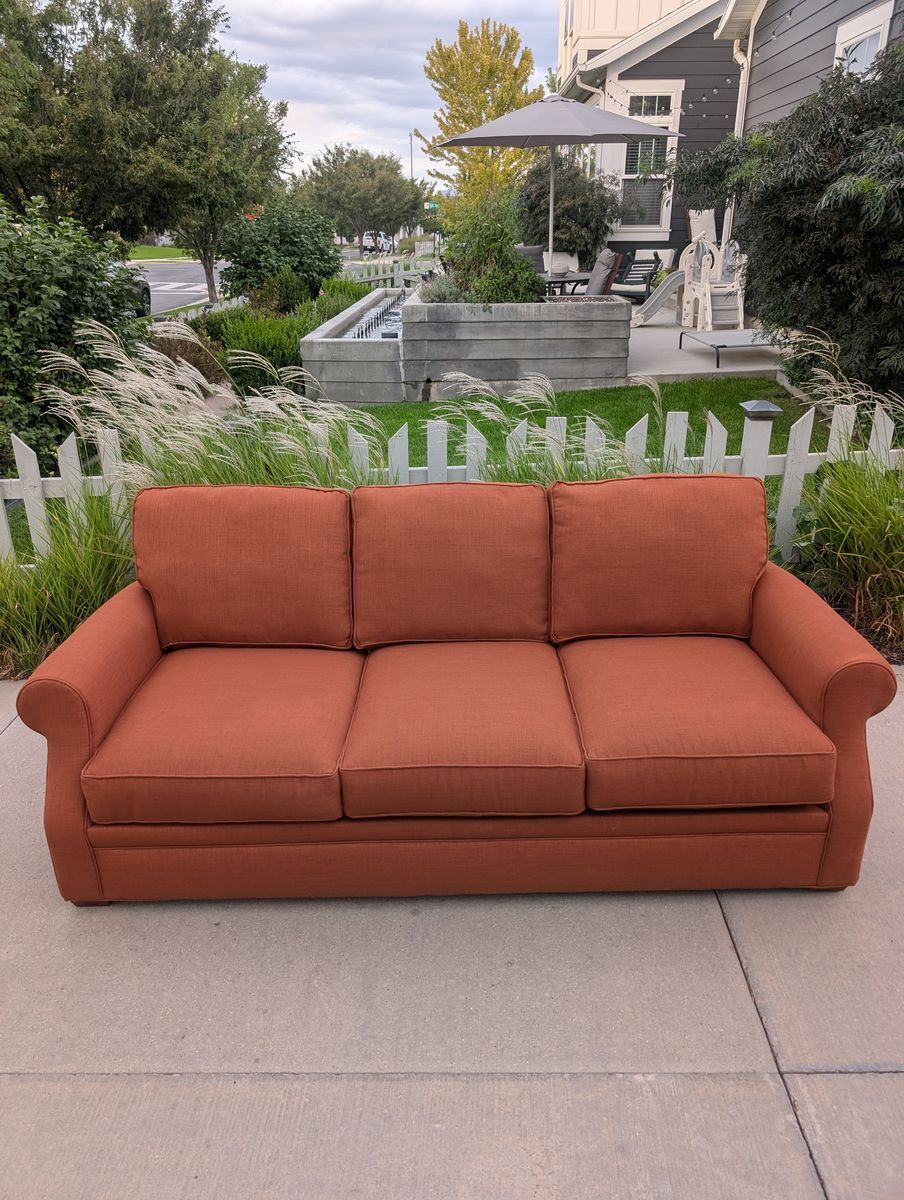 Rowe Furniture Custom Sofa — Retails $4,300+, Terracotta/Burt Orange