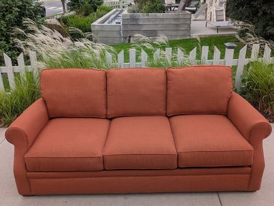 Rowe Furniture Custom Sofa — Retails $4,300+, Terracotta/Burt Orange