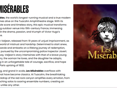Tuacahn Tickets to Grease and Les Miserables
