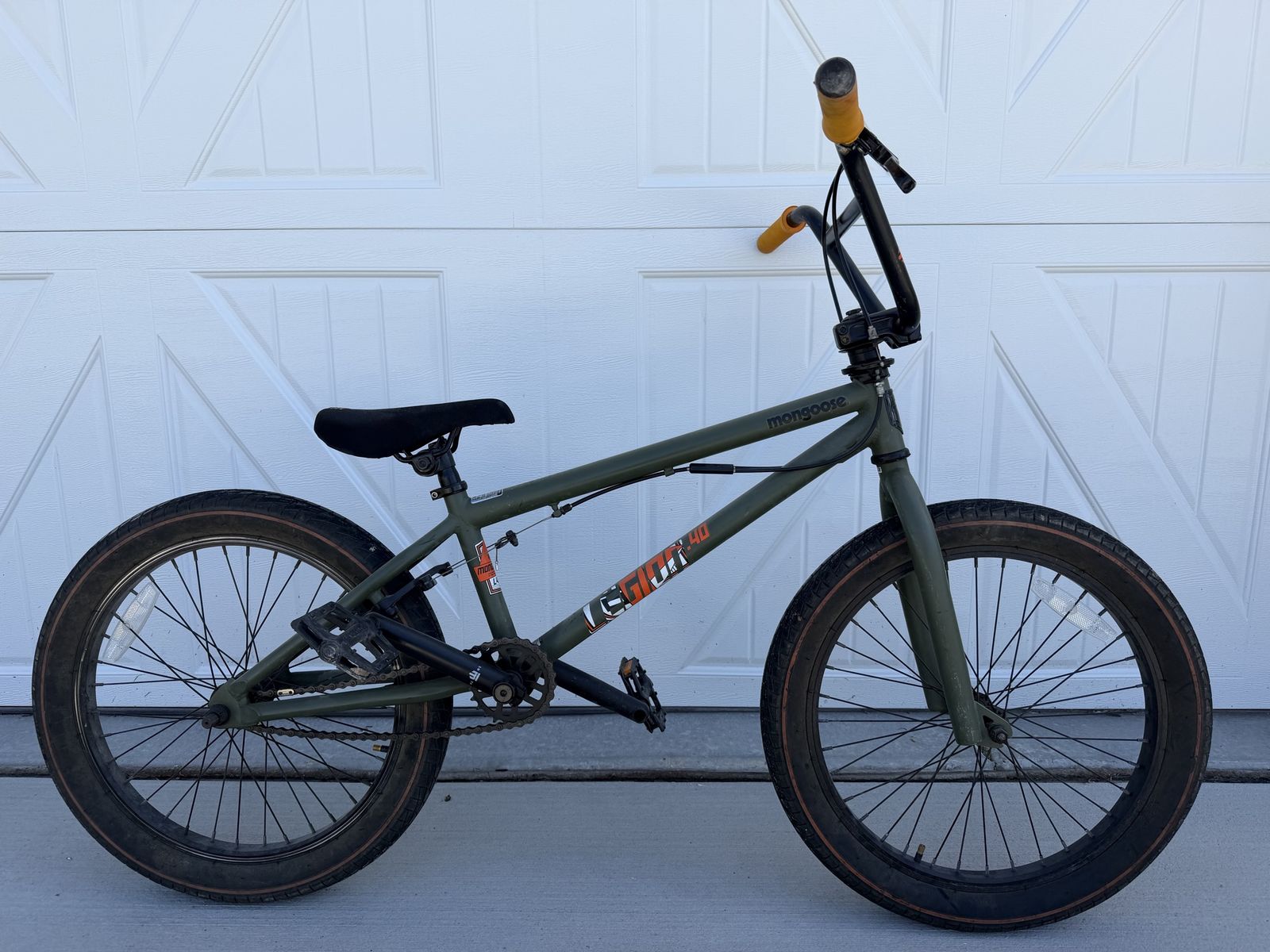 Mongoose Legion L40 BMX Bike - Army Green Freestyle for Park & Street