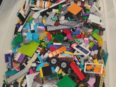Bulk LEGO Bricks & Pieces Mixed Lot - Assorted Colors & Sizes, Tires & Plates Included