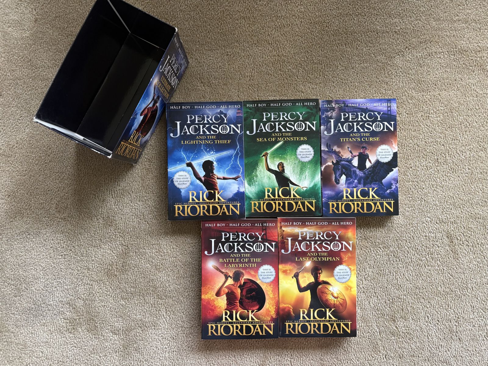 Percy Jackson Complete Series, by Rick Riordan (2013 UK Edition, paperbacks)