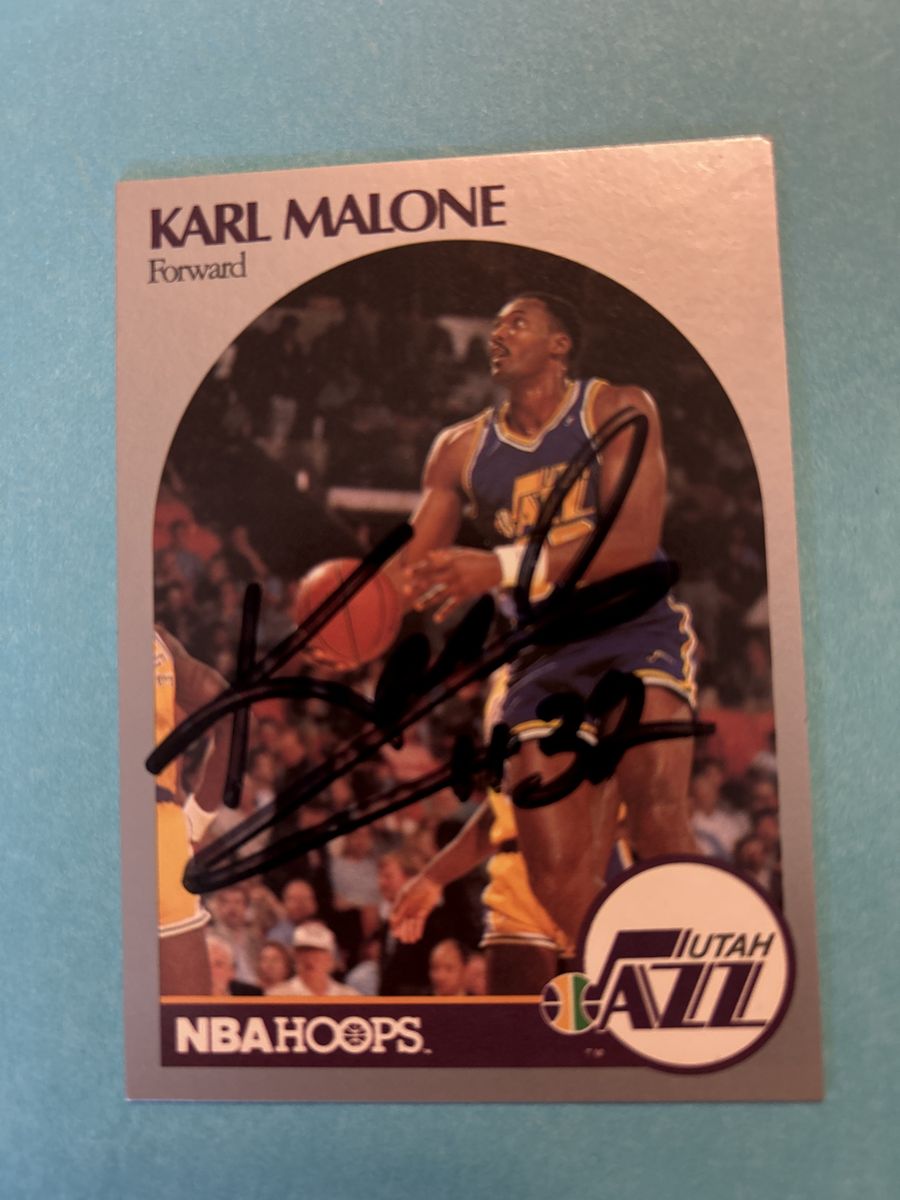 1999 Karl Malone NBA Hoops Auto Utah Jazz Autograph Basketball Card Hand Signed