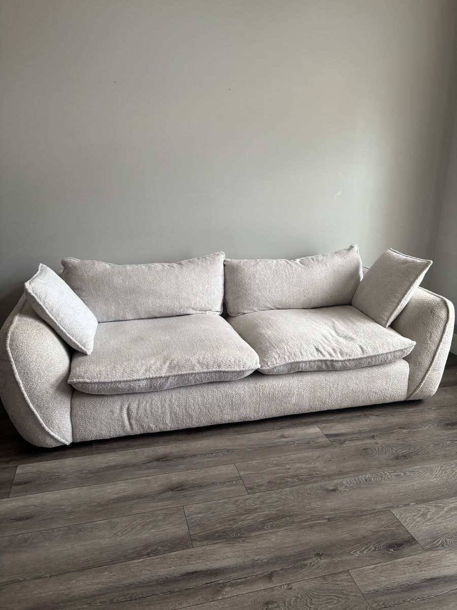 White Couch With Ottoman
