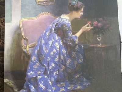 Canvas Painting Woman Smellibf Flowers