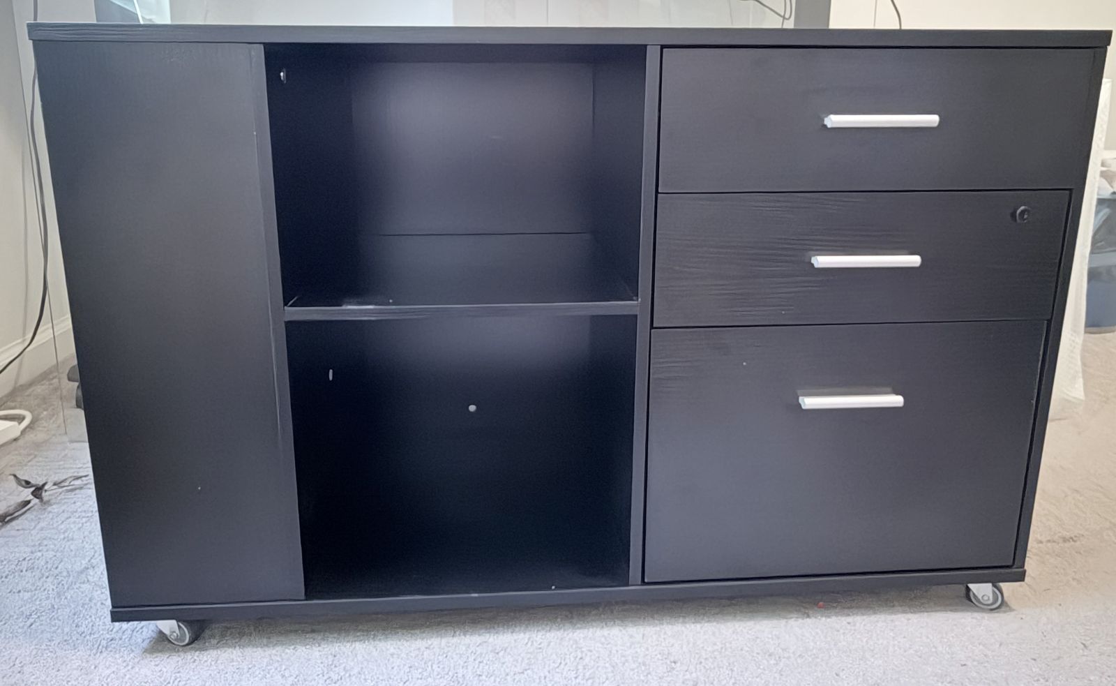 Rolling Office Storage Cabinet / Filing Cabinet – Black