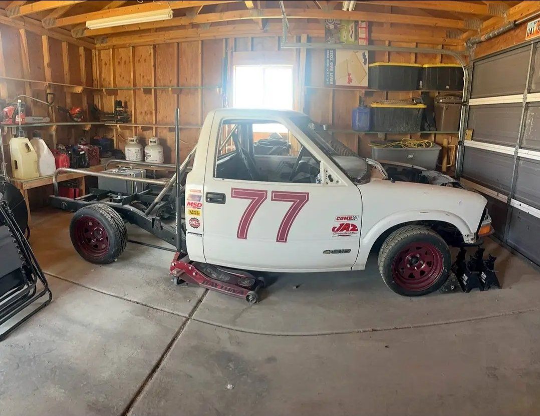 Chevrolet S10 Race Truck Chassis - Rolling Race Body with Fuel Cell, Roll Cage, and Racing Seat