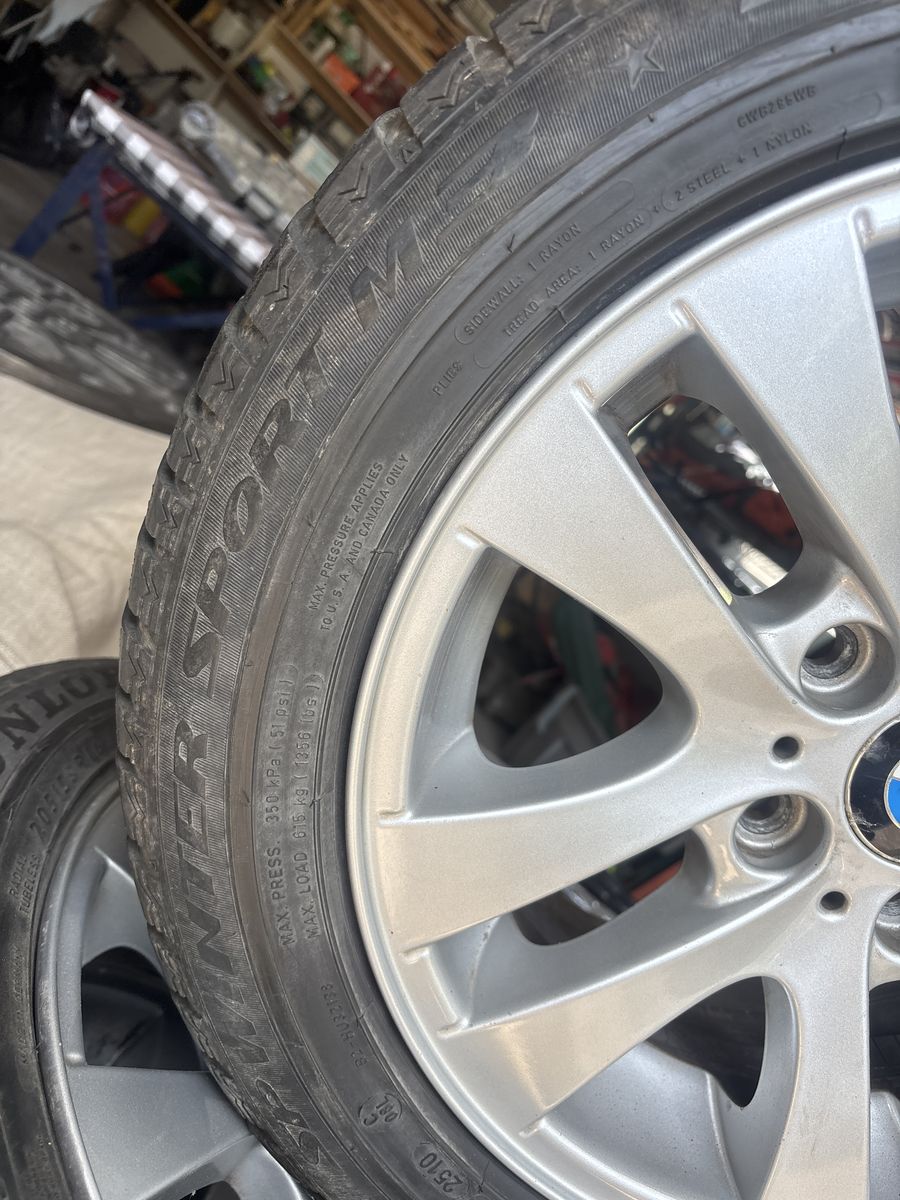 16" BMW E91 Double Spoke Style 156 Alloy Wheels & Winter Tires Dunlop 205/55R16