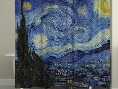 The Starry Night Shower Curtain - Van Gogh Art Bathroom Decor