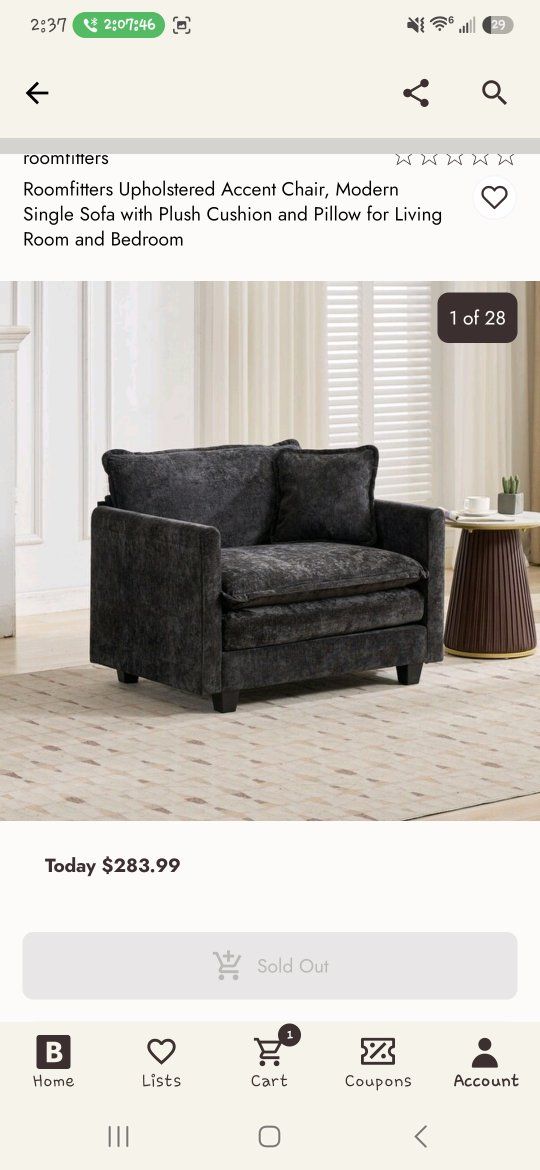 BRAND NEW UNUSED Roomfitters Modern Upholstered Accent Chair 