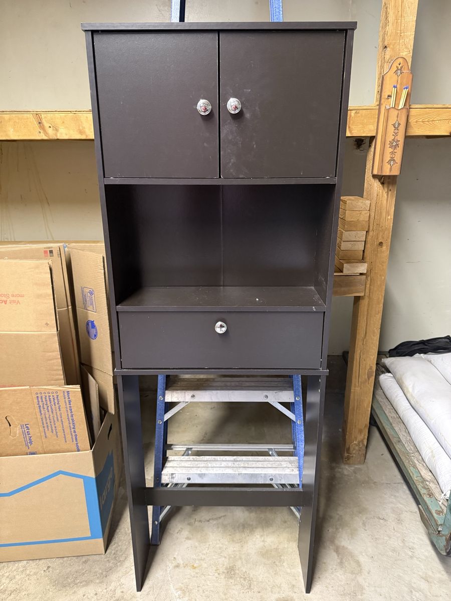 Over the Toilet Black Wood Cabinet