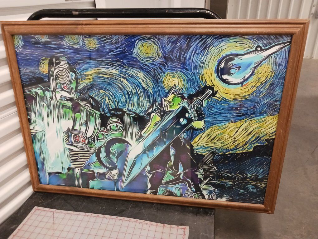 Final Fantasy VII Van Gogh artwork poster, framed.
