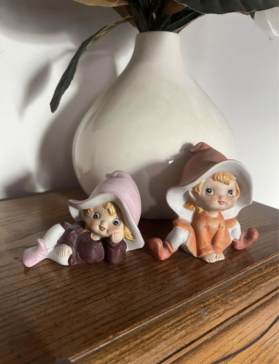 Vintage Homco Porcelain Figurine Pixie Elves