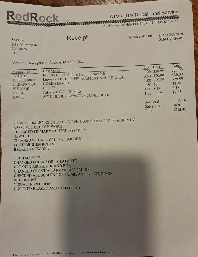 2004 Yamaha Kodiak 450 4×4