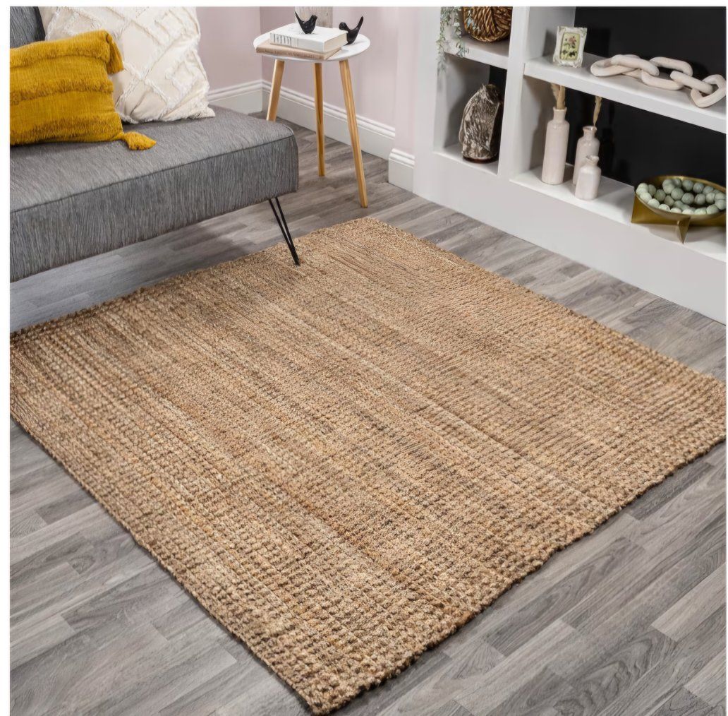 JONATHAN Y Pata Hand Woven Chunky Jute Natural 7x7 Square Indoor Area Rug, Bohemian, Rustic, Cottage, Easy-Cleaning for Living R