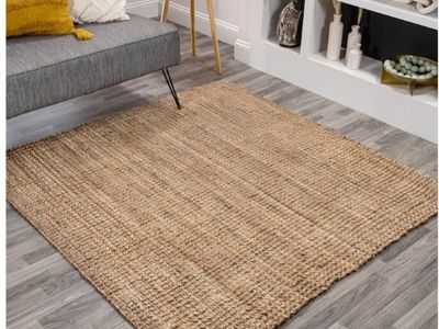 JONATHAN Y Pata Hand Woven Chunky Jute Natural 7x7 Square Indoor Area Rug, Bohemian, Rustic, Cottage, Easy-Cleaning for Living R