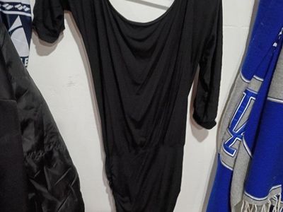 OMONSIM Black Dolman Sleeve Draped Mini Dress, Size S - Stylish & Comfortable
