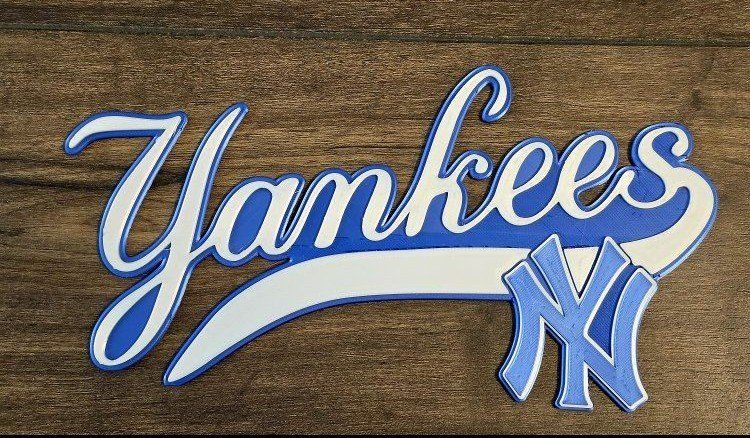 Yankees 3D Printed Wall Art – Custom Royal Blue & White (9x5)