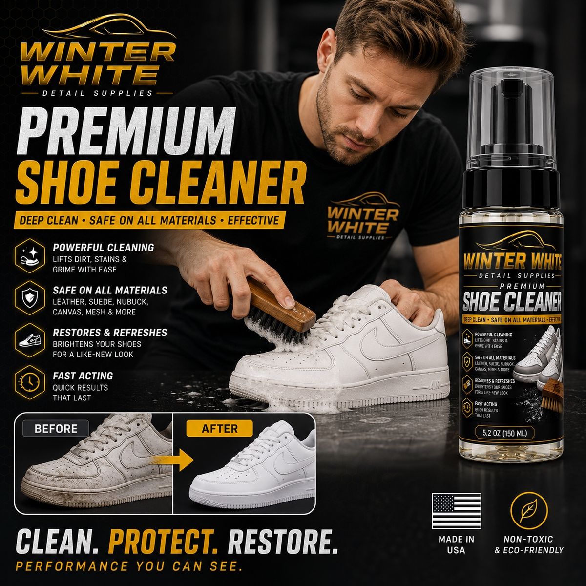 Winter White Detail Supplies Premium Foaming Shoe Cleaner 5.2 oz / 150ml