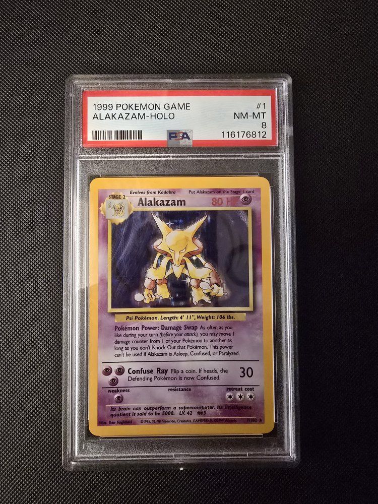 1999 Pokemon Game #1 Alakazam-Holo PSA NM-MT 8 - Graded & Authenticated Trading Card
