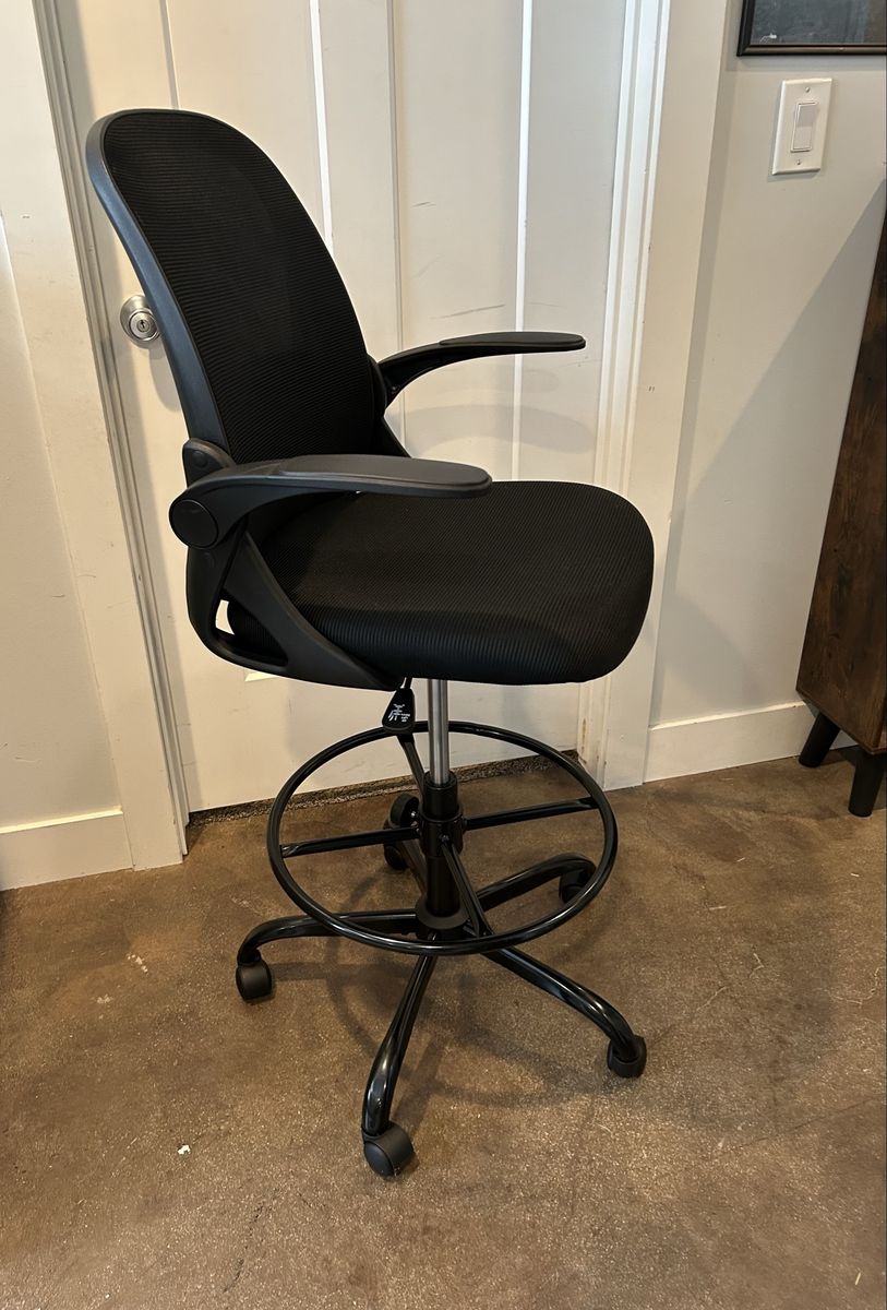 New Primy Drafting Chair Tall Mesh Flip Armrests