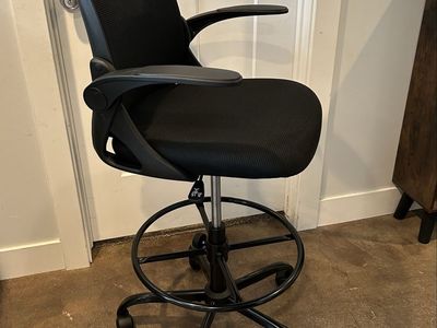 New Primy Drafting Chair Tall Mesh Flip Armrests