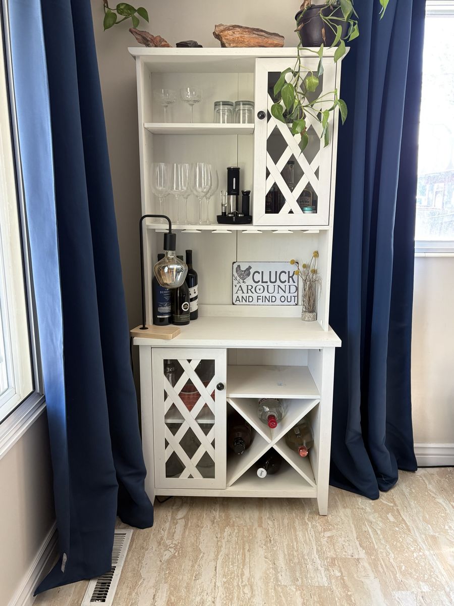 Contemporary farmhouse hutch-style bar cabinet