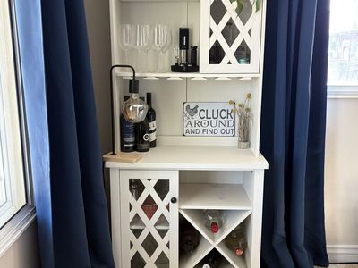 Contemporary farmhouse hutch-style bar cabinet