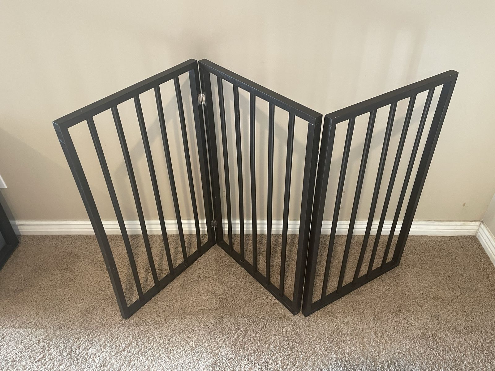 Folding 3-Panel Wooden Pet Gate - Freestanding Dog Safety Barrier